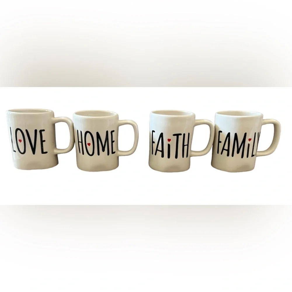 Cracker barrel home faith family love dish & mug set stand 9 piece stoneware